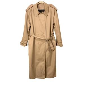 Amanda Smith Women's Khaki Double-Breasted Trench Coat w Removable Liner Size 16